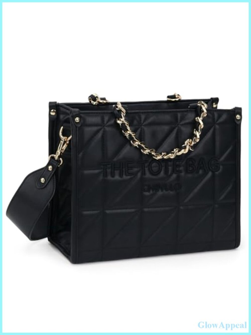 Chinllo Quilted Faux Leather Satchel Tote Bag with Detachable Strap